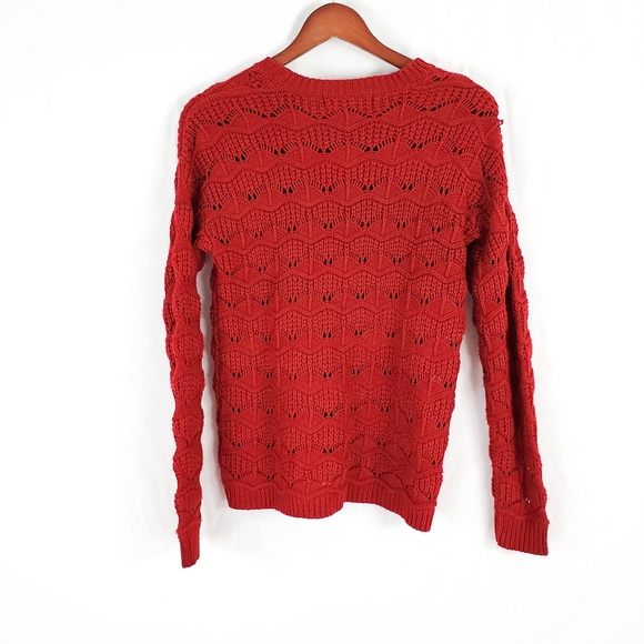 Forever 21 Red Crew Neck Open Weave Sweater - Picture 9 of 10
